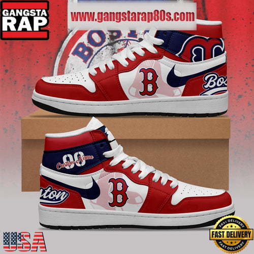 MLB Boston Red Sox Unique Design Custom Name Air Jordan 1 Shoes Running Sneakers