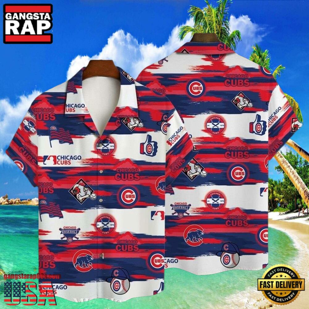 MLB Chicago Cubs Streaky Paint Splatter Aloha Hawaiian Shirt
