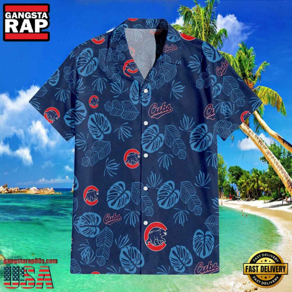 MLB Chicago Cubs Tropical Leaves Aloha Hawaiian Shirt
