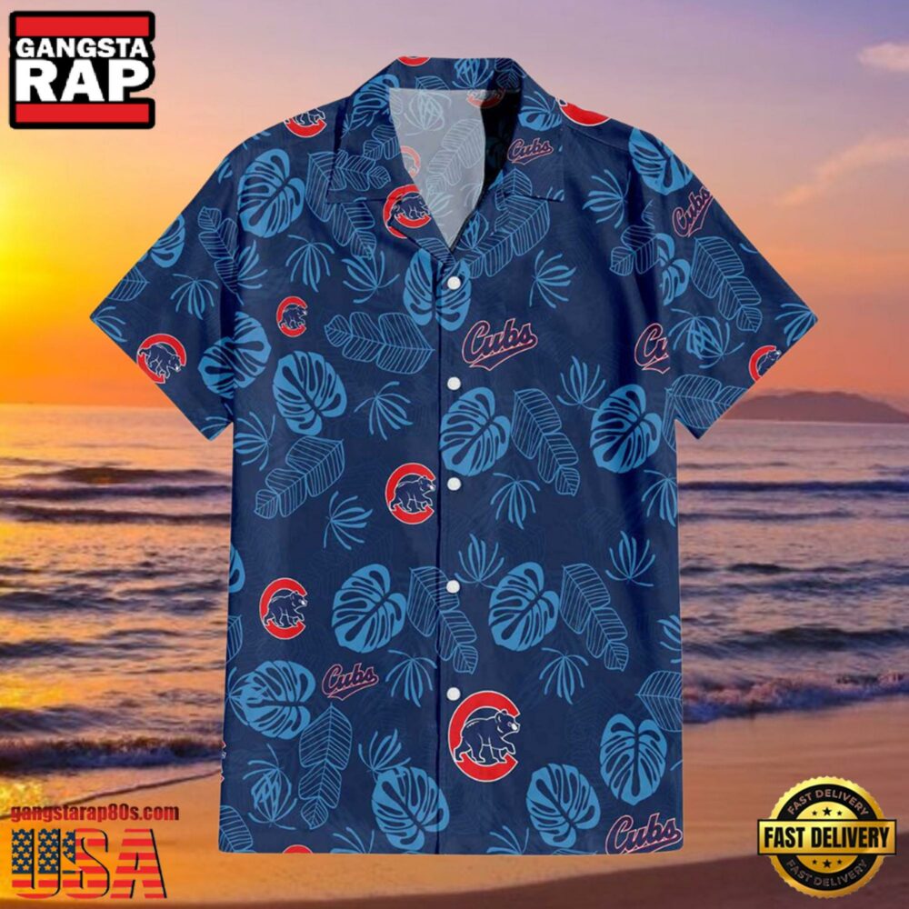 MLB Chicago Cubs Tropical Leaves Aloha Hawaiian Shirt