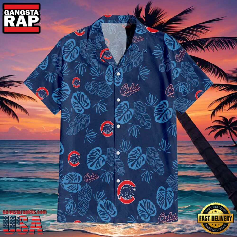 MLB Chicago Cubs Tropical Leaves Aloha Hawaiian Shirt