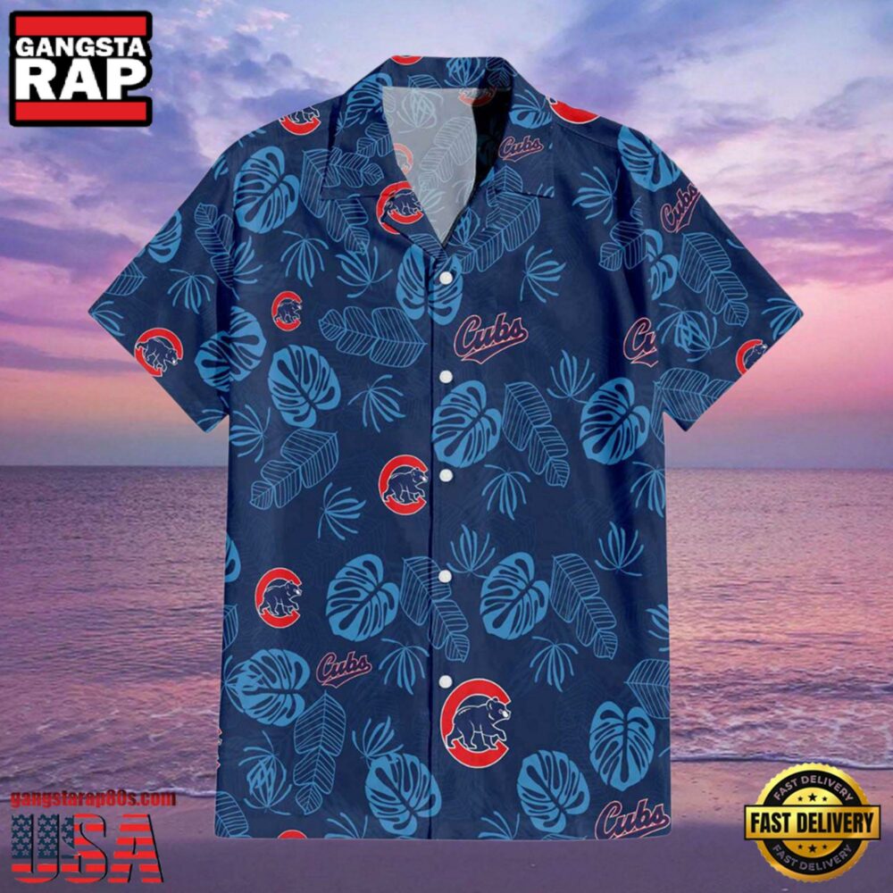 MLB Chicago Cubs Tropical Leaves Aloha Hawaiian Shirt