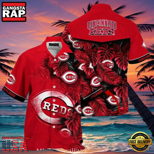MLB Cincinnati Reds Enthusiast’s Tropical Leaves Hawaiian Shirt