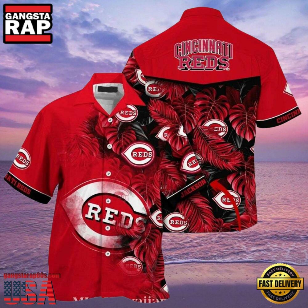 MLB Cincinnati Reds Enthusiast’s Tropical Leaves Hawaiian Shirt
