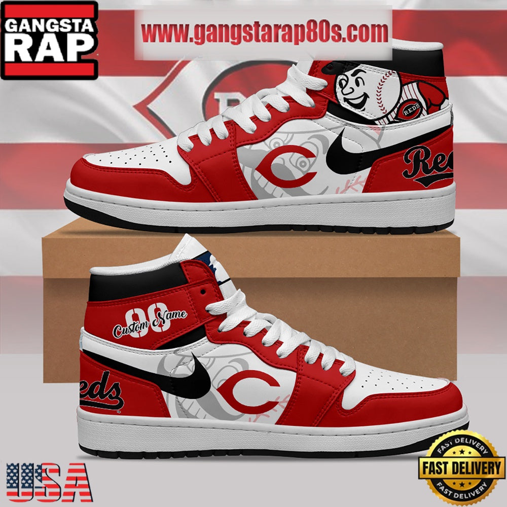 MLB Cincinnati Reds Unique Design Custom Name Air Jordan 1 Shoes Running Sneakers