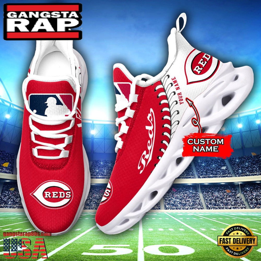 MLB Cincinnati Reds Unique Design Custom Name Max Soul Shoes Running Sneakers