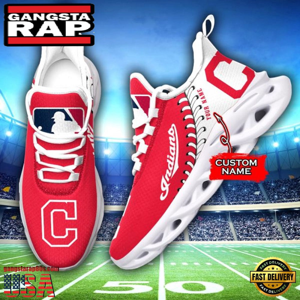 MLB Cleveland Indians Unique Design Custom Name Max Soul Shoes Running Sneakers