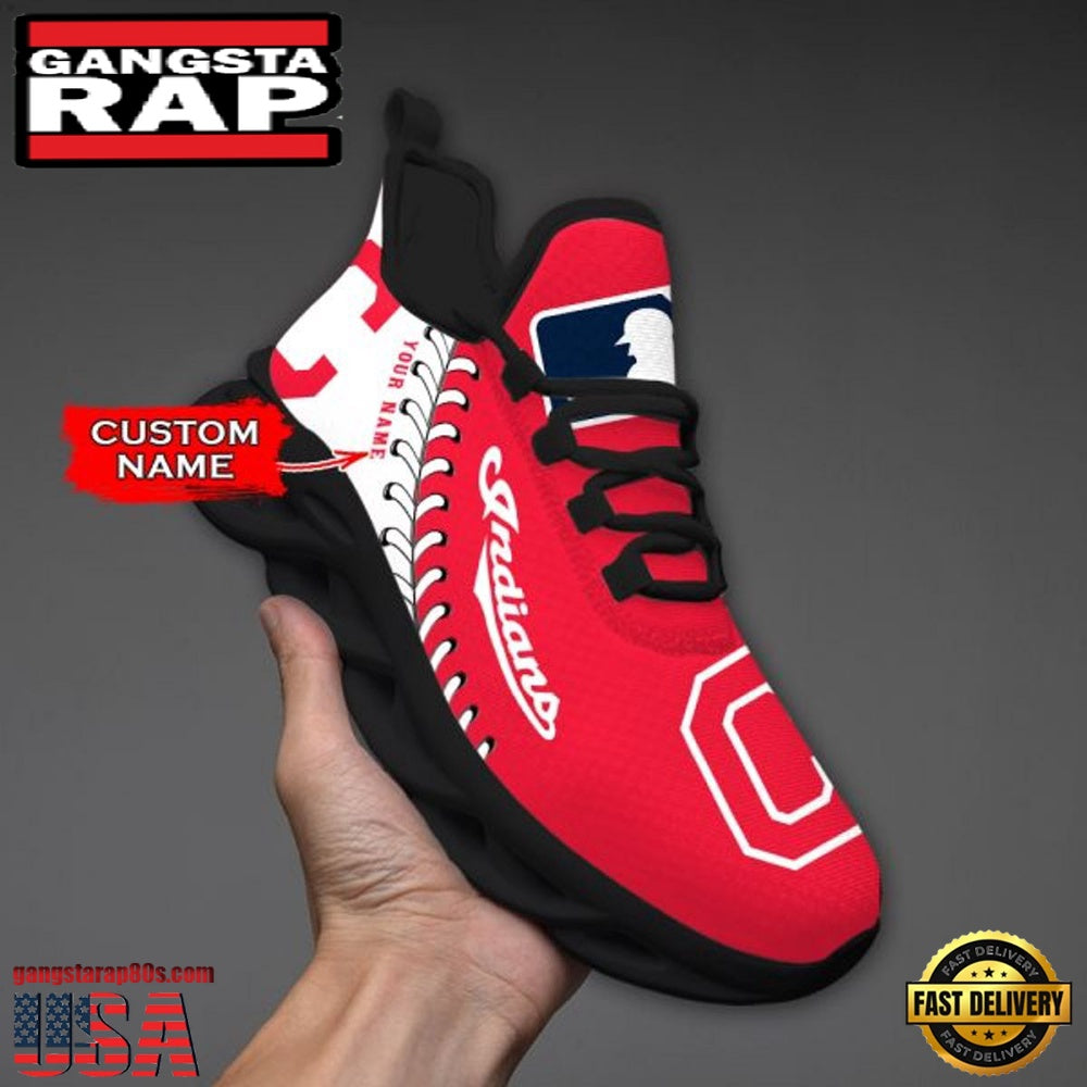 MLB Cleveland Indians Unique Design Custom Name Max Soul Shoes Running Sneakers