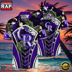 MLB Colorado Rockies Flower Tropical Hot Summer Hawaiian Button Down Shirt