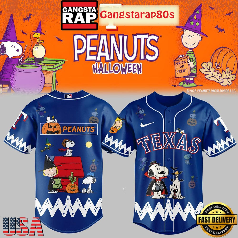 MLB Custom Team x Collab Peanuts Halloween Trick Or Treat Baseball Jersey Shirt