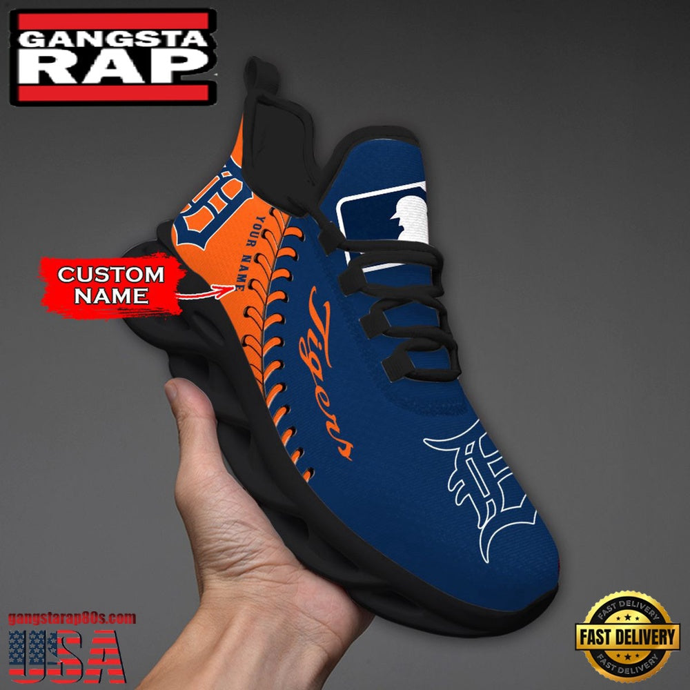 MLB Detroit Tigers Unique Design Custom Name Max Soul Shoes Running Sneakers