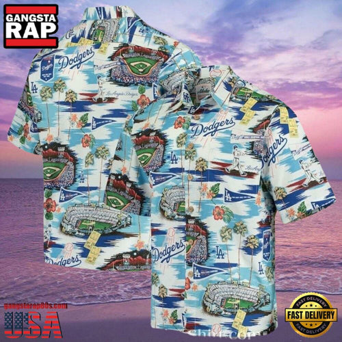 MLB Dodgers Diamond Reflections Aloha Shirt
