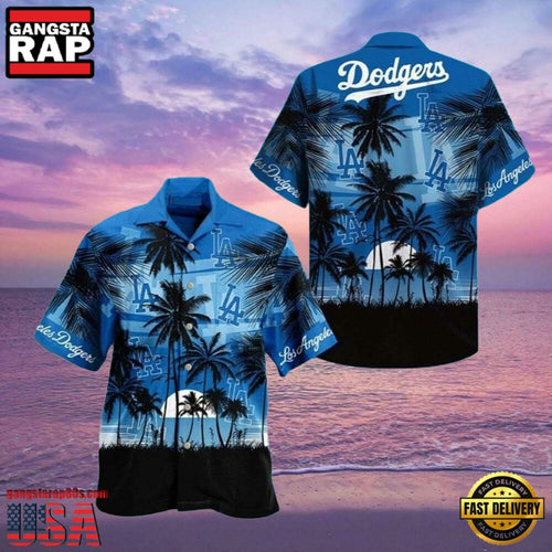 MLB Dodgers Oceanfront Sunset Aloha Shirt - LA Evening Chill