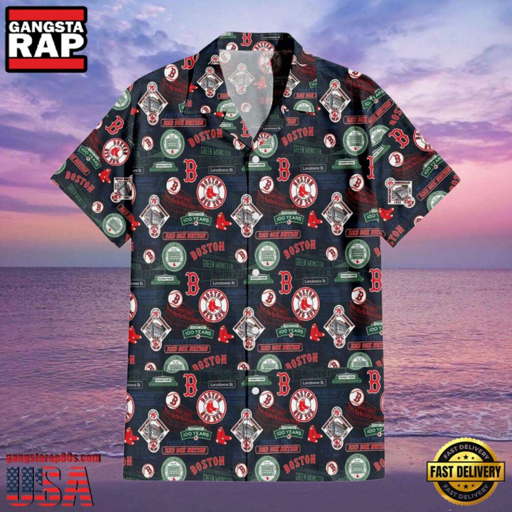 MLB Fenway Park Boston Red Sox Logo Aloha Hawaiian Shirt