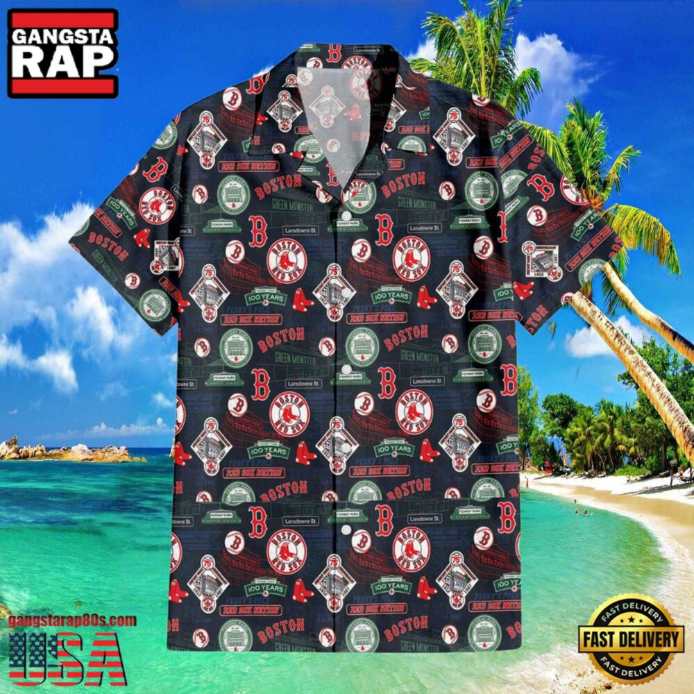 MLB Fenway Park Boston Red Sox Logo Aloha Hawaiian Shirt