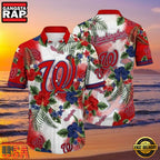 MLB Floral Emblem Washington Nationals Aloha Hawaiian Shirt