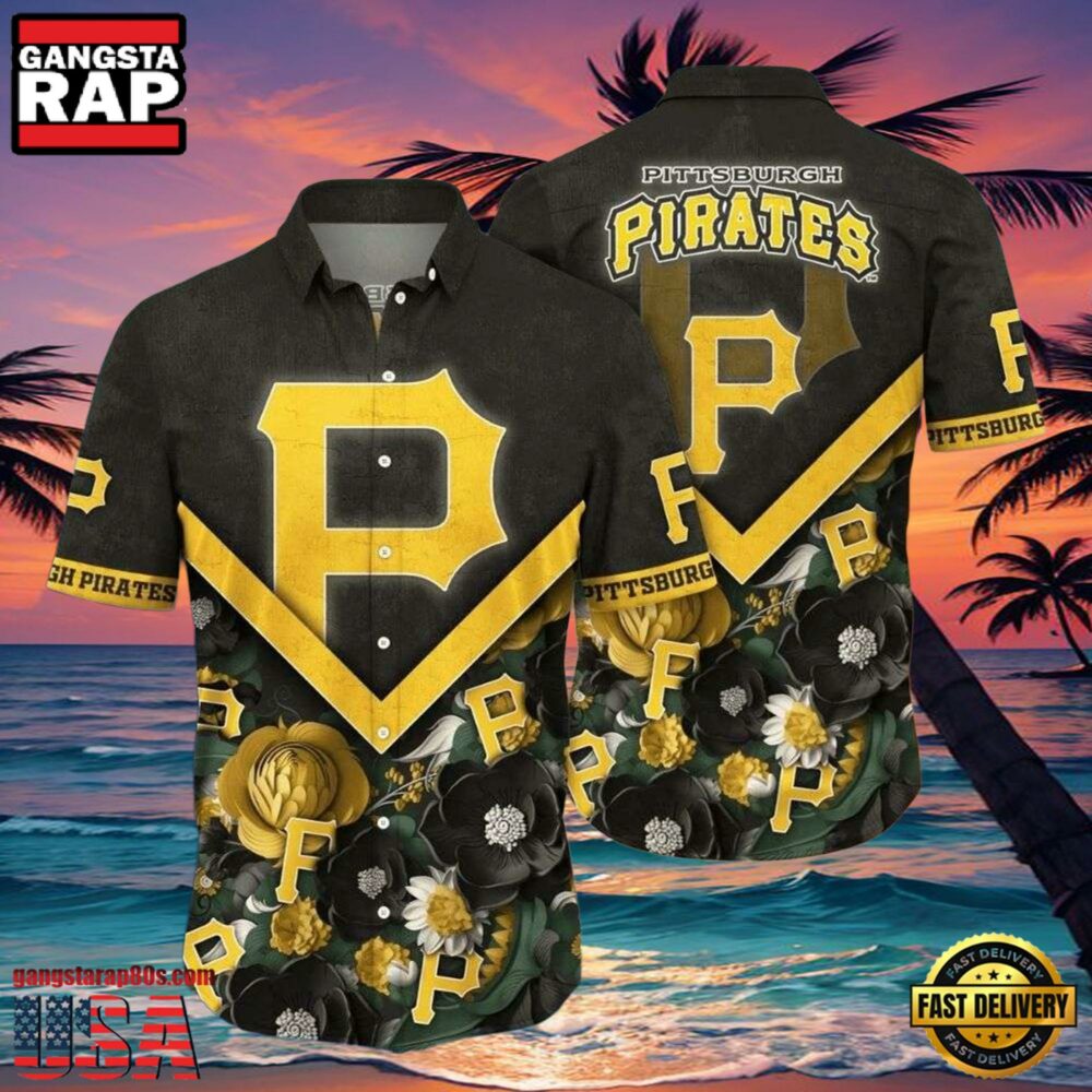 MLB Golden Bloom Pittsburgh Pirates Aloha Hawaiian Shirt