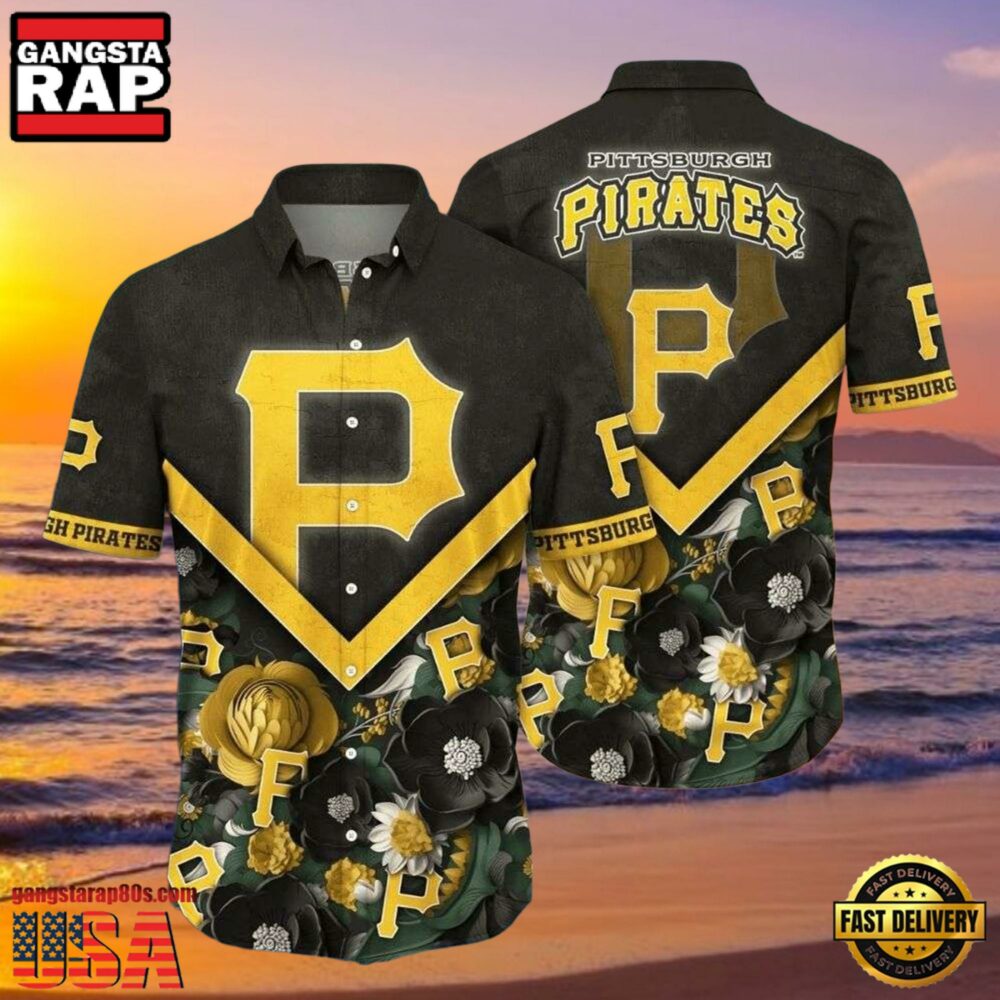 MLB Golden Bloom Pittsburgh Pirates Aloha Hawaiian Shirt