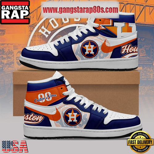 MLB Houston Astros Unique Design Custom Name Air Jordan 1 Shoes Running Sneakers