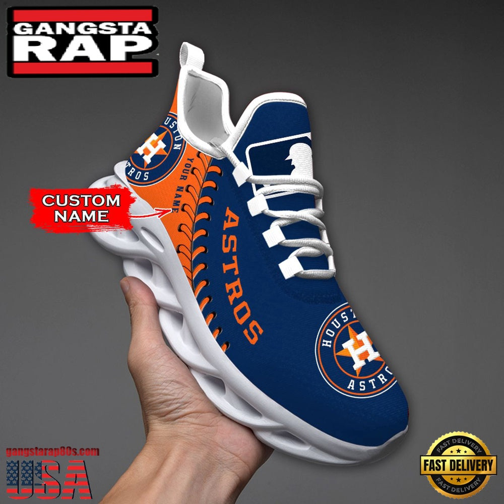 MLB Houston Astros Unique Design Custom Name Max Soul Shoes Running Sneakers