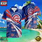 MLB Iconic Stripes And Floral Accents Chicago Cubs Aloha Hawaiian Shirt
