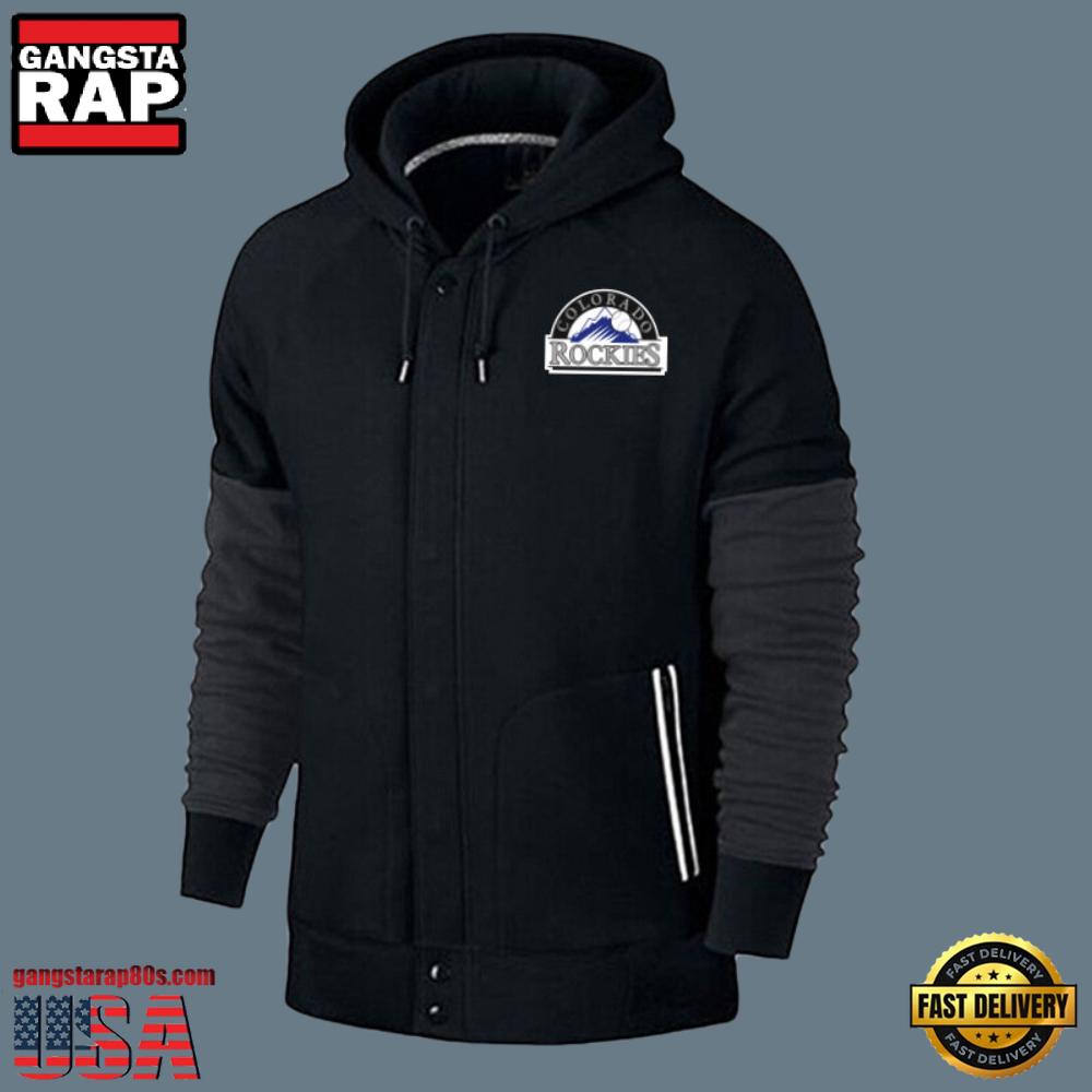 MLB Jersey Colorado Rockies Zip UP New Design Hoodie Shirt Black