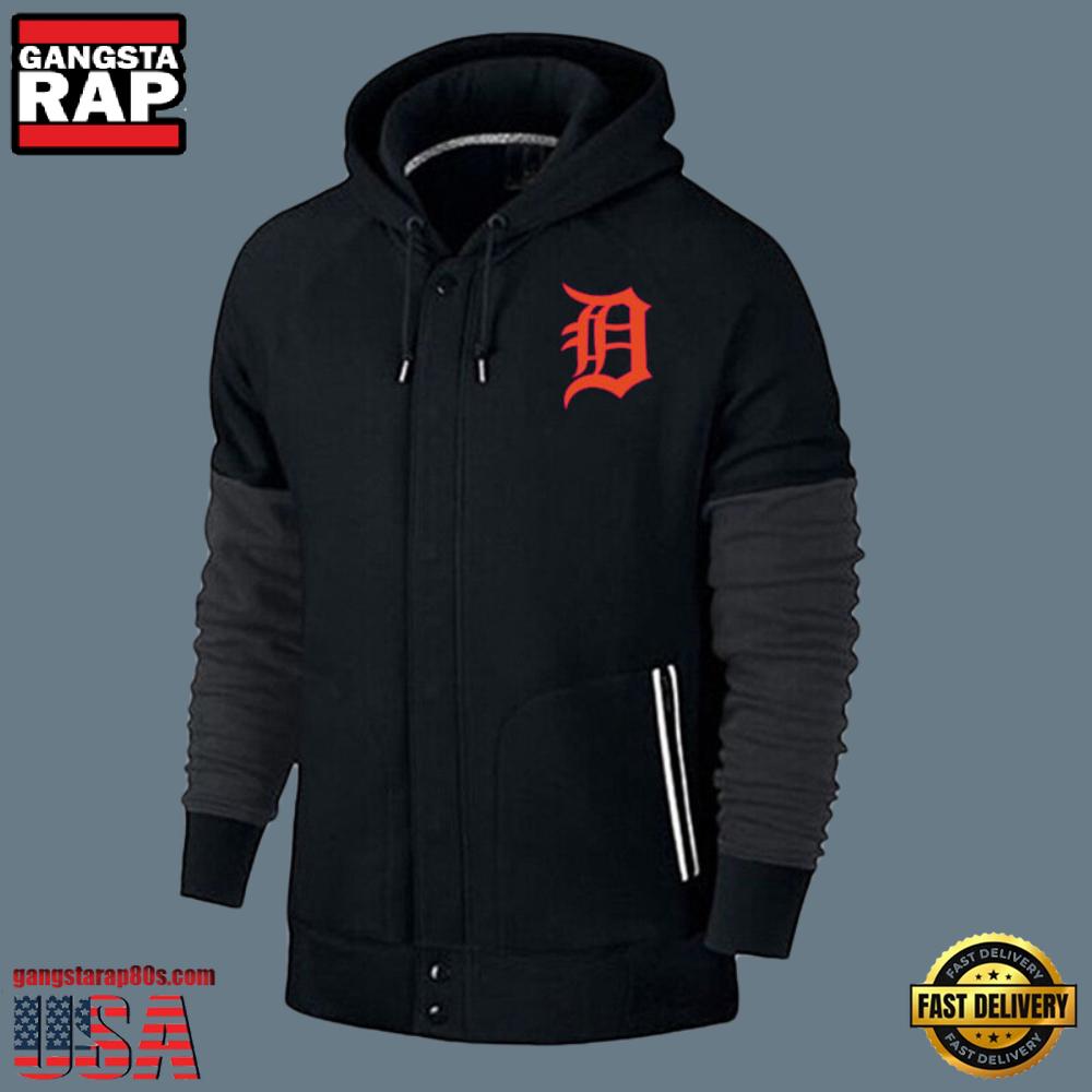MLB Jersey Detroit Tigers Zip UP New Design Hoodie Shirt Black
