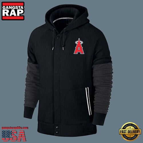 MLB Jersey Los Angeles Angels Zip UP New Design Hoodie Shirt Black
