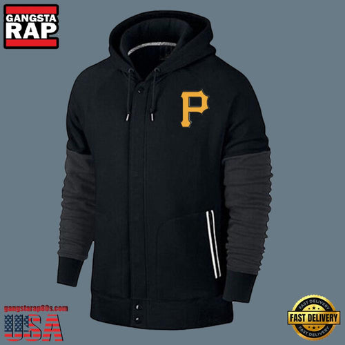 MLB Jersey Pittsburgh Pirates Zip UP New Design Hoodie Shirt Black