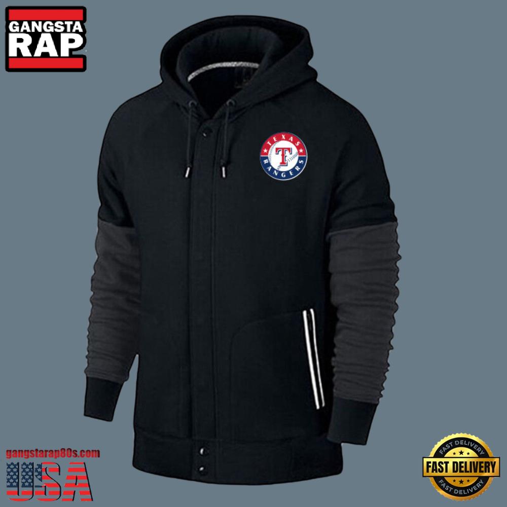 MLB Jersey Texas Rangers Zip UP New Design Hoodie Shirt Black