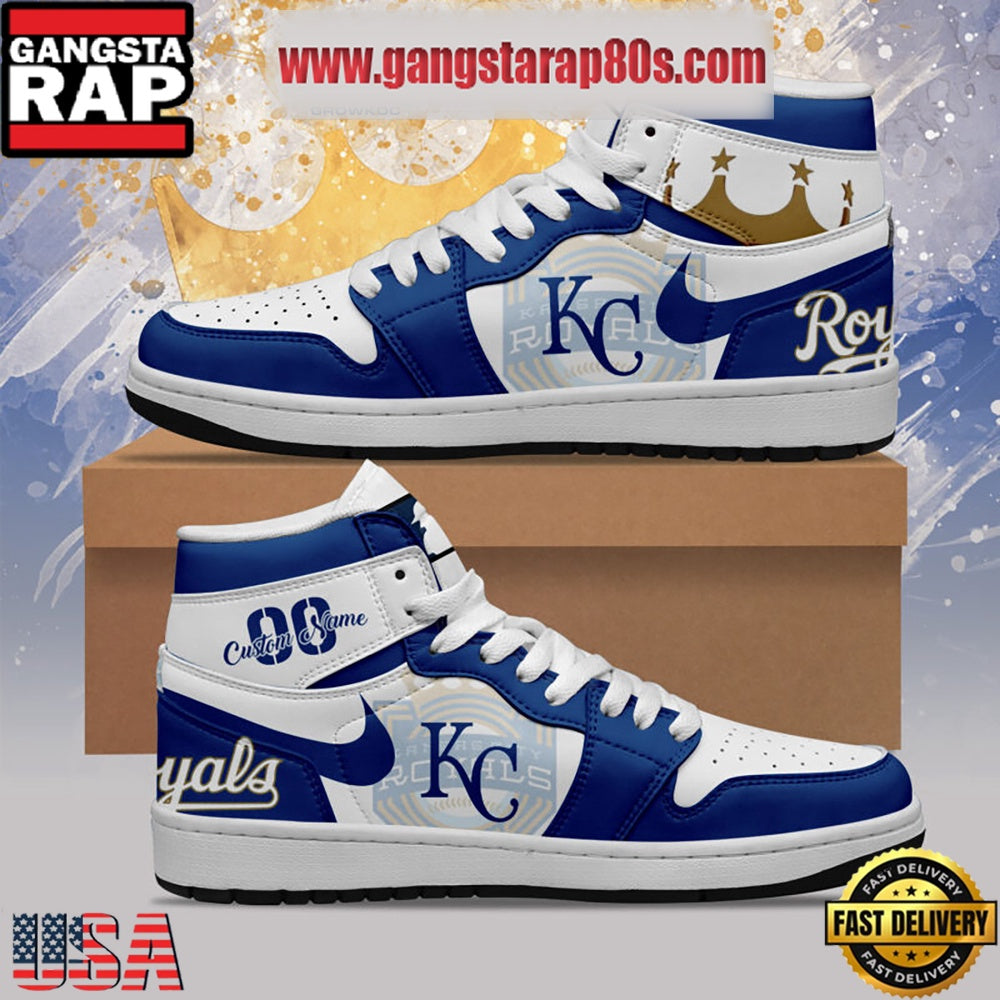 MLB Kansas City Royals Unique Design Custom Name Air Jordan 1 Shoes Running Sneakers