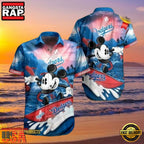 MLB LA Dodgers With Surfing Mickey Graphic Aloha Hawaiian Shirt