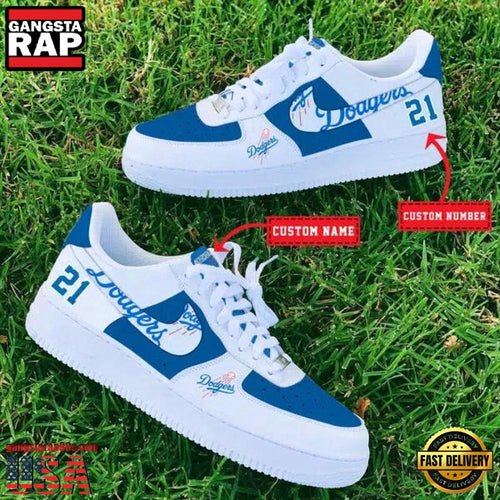 MLB Los Angeles Dodgers Custom Name Number New Design Air Force 1 Shoes Sneaker