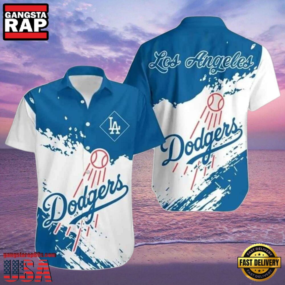 MLB Los Angeles Dodgers Wave Splash Style Hot Trending Summer Hawaiian Shirt Dynamic Blue Contrast