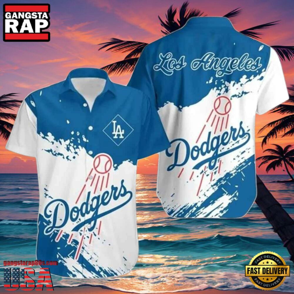MLB Los Angeles Dodgers Wave Splash Style Hot Trending Summer Hawaiian Shirt Dynamic Blue Contrast