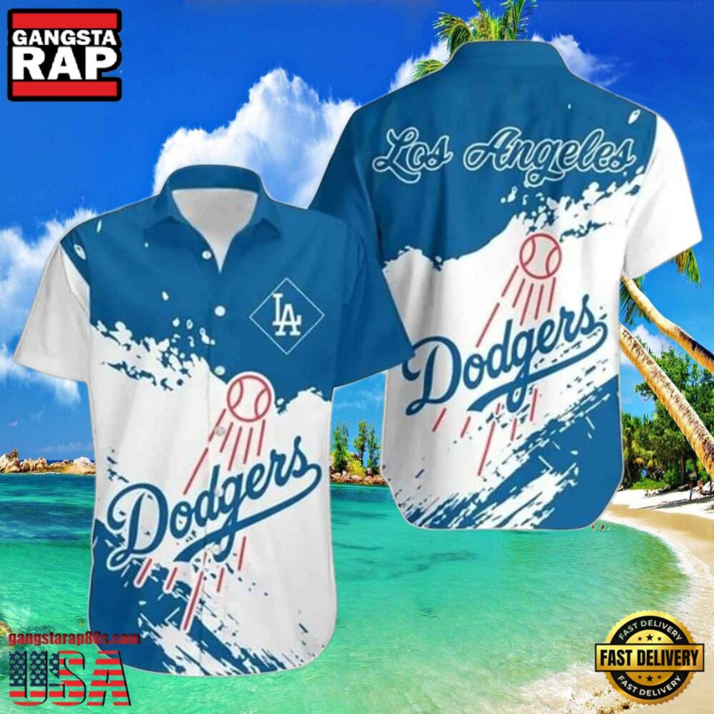 MLB Los Angeles Dodgers Wave Splash Style Hot Trending Summer Hawaiian Shirt Dynamic Blue Contrast