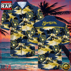 MLB Milwaukee Brewers Floral Hawaiian Short Sleeve Shirt