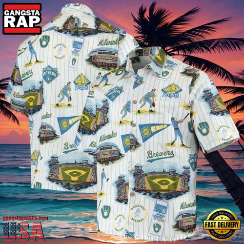 MLB Milwaukee Brewers Tropical Aloha Hawaiian Shirt With Stadium Design