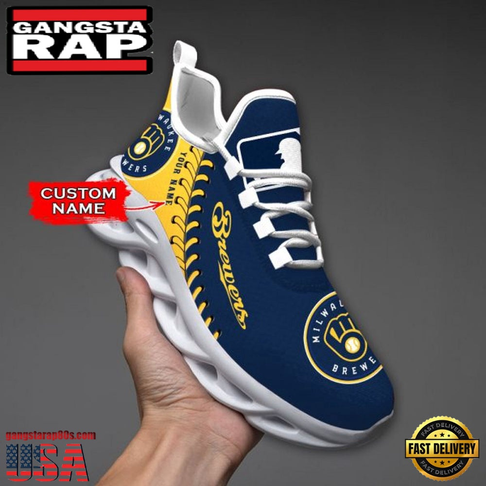 MLB Milwaukee Brewers Unique Design Custom Name Max Soul Shoes Running Sneakers