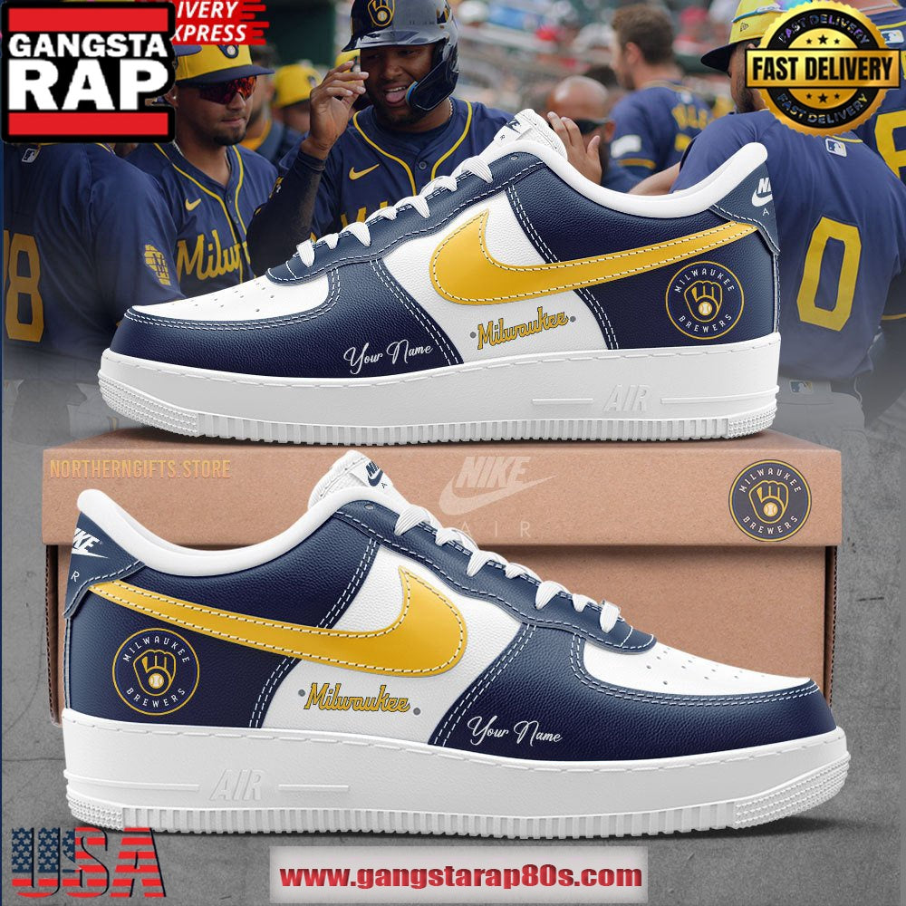 MLB Milwaukee Brewers x Nike Special Edition Custom Air Force 1 Sneakers Shoes