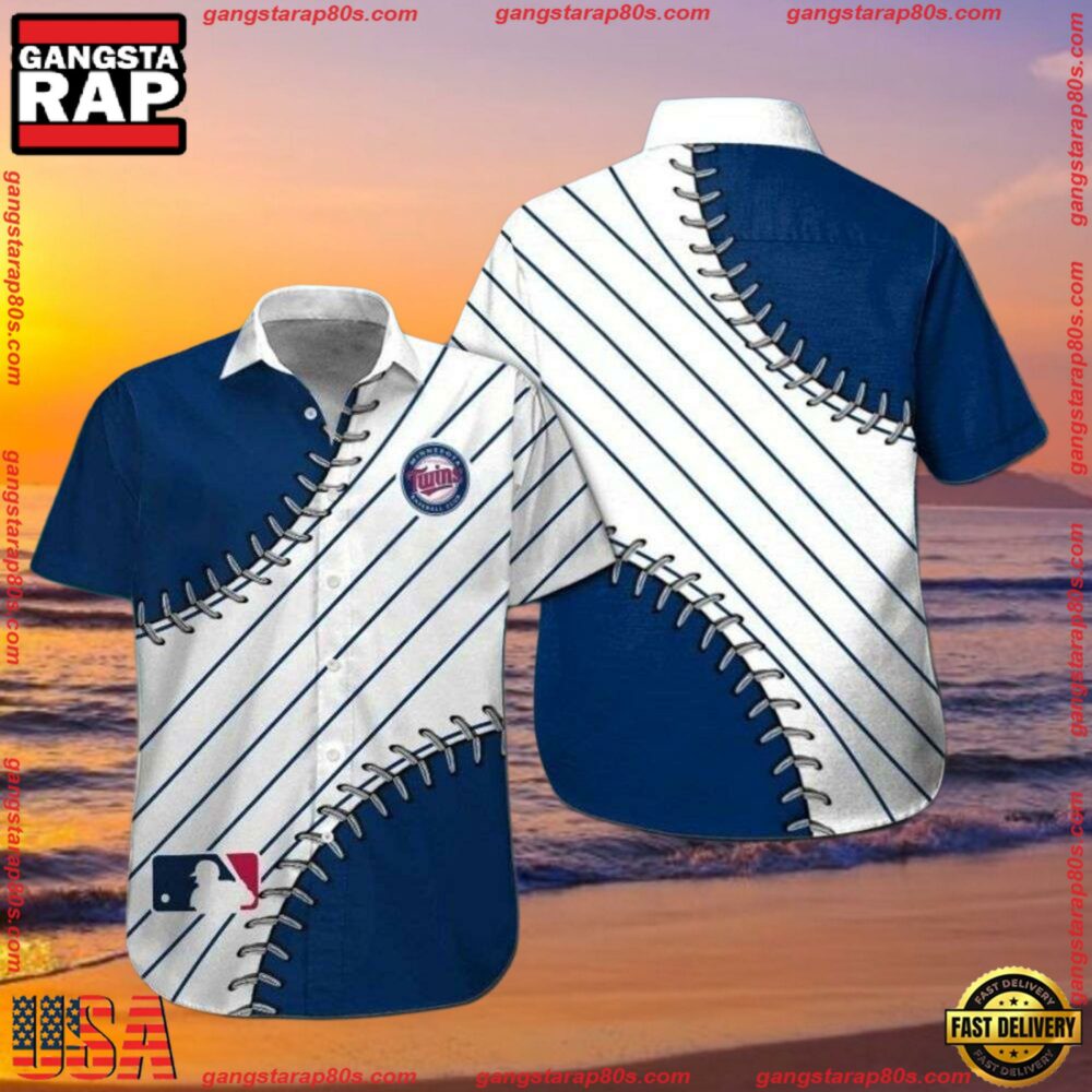 MLB Minnesota Twins Baseball Stitch Summer Hawaiian Shirt