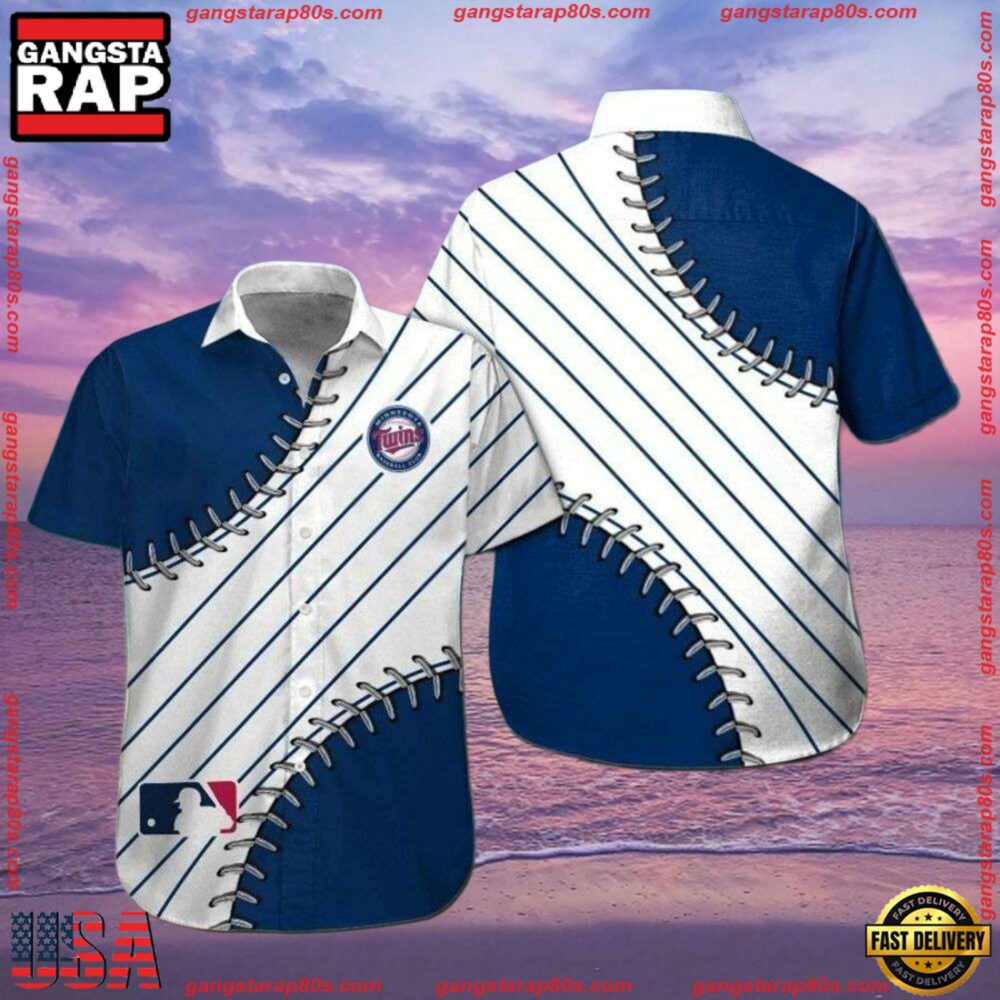 MLB Minnesota Twins Baseball Stitch Summer Hawaiian Shirt