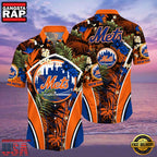 MLB New York Mets Hibiscus Tropical Flowers Stripe Hot Summer Hawaiian Shirt