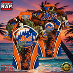 MLB New York Mets Hibiscus Tropical Flowers Stripe Hot Summer Hawaiian Shirt