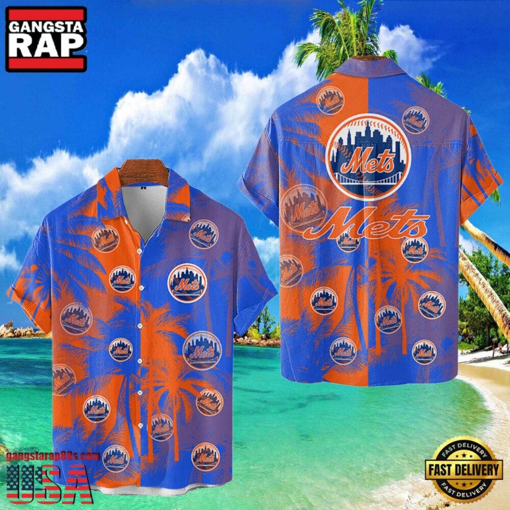 MLB New York Mets Tropical Palm Trees Aloha Hawaiian Shirt