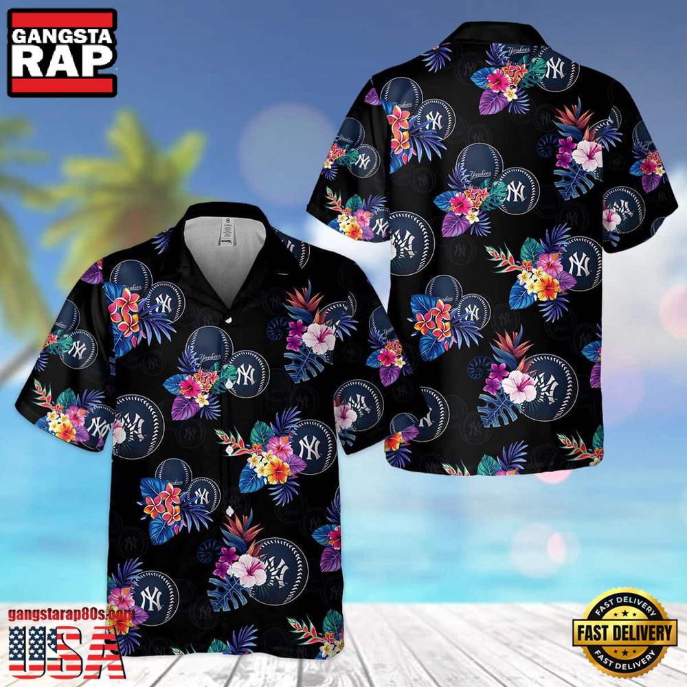 MLB New York Yankees Midnight Blossom Aloha Hawaiian Shirt