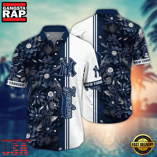 MLB New York Yankees Midnight Floral Aloha Hawaiian Shirt