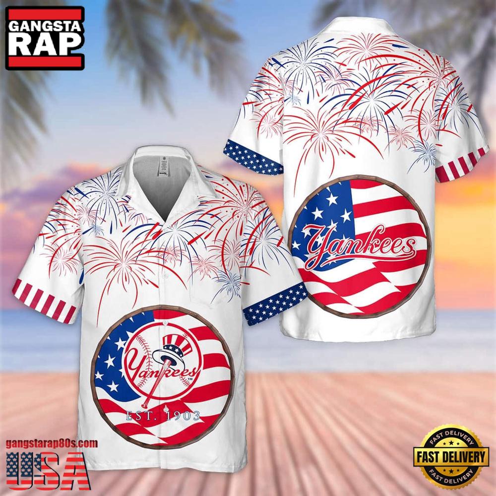MLB New York Yankees Stars And Stripes Celebration Aloha Hawaiian Shirt