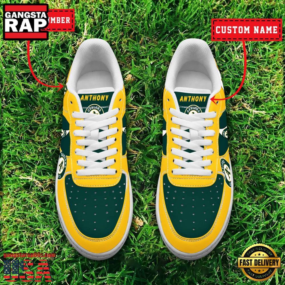 MLB Oakland Athletics Custom Name Number New Design Air Force 1 Shoes Sneaker