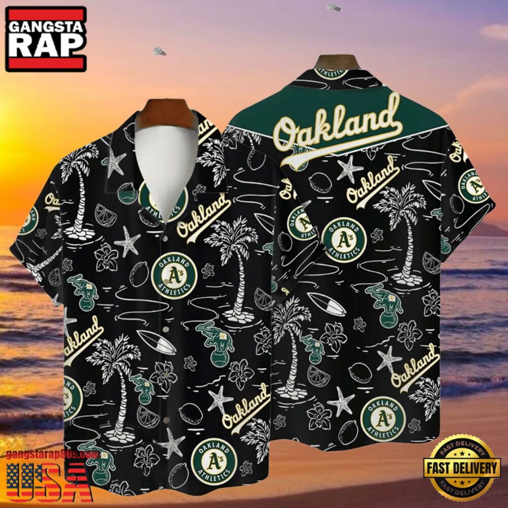 MLB Oakland Athletics Tropical Palms Black Style Hot Trending Hawaiian Shirt
